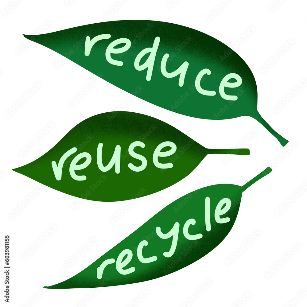 Hand drawn illustration of reduce reuse recycle ecological concept on ...