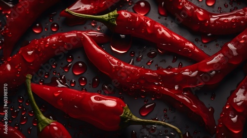 Generative Ai. Red chili pepper on black background 