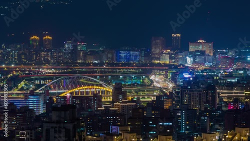 Wallpaper Mural TAIWAN, TAIPEI - MAY, 2023: Timelapse view footage of the busy city centre downtown streets at rush hour, with 101 Tower among crowded buildings in Xinyi District, Taipei Torontodigital.ca