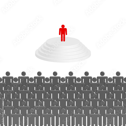 Set of 3D stick figures with team leader, vector illustration.