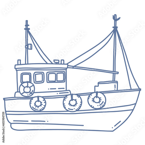 cute vector illustration of fishing boat