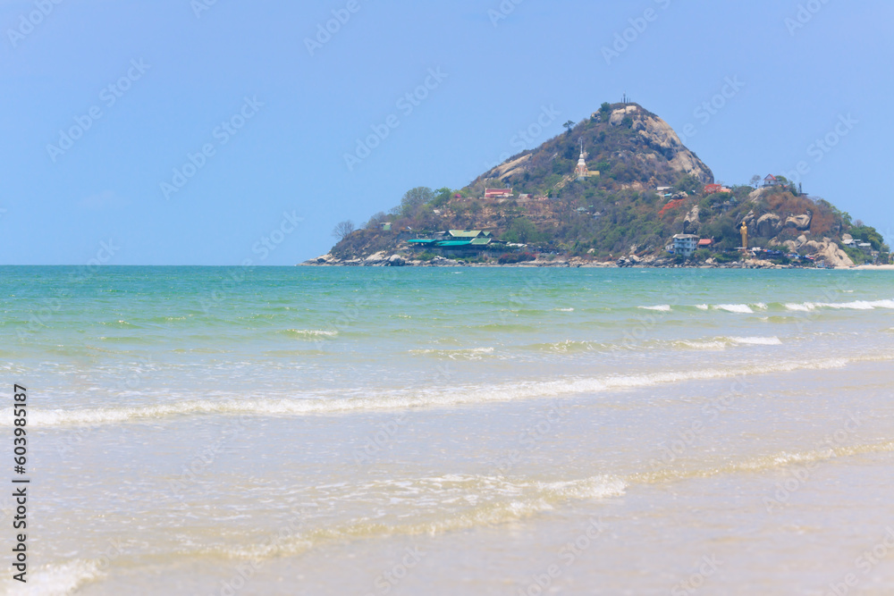 Landscape of Khao Takiap Beach and sea, Khao Takiap, Huahin, Prachuap Khiri Khan, Thailand, Landscape of Khao Takiap Beach and sea, Khao Takiap, Huahin, Prachuap Khiri Khan, Thailand,