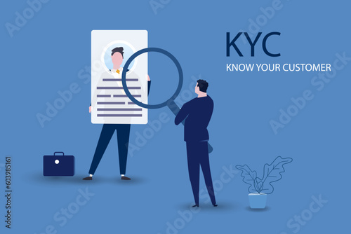KYC or know your customer with business verifying the identity of its clients concept.vector illustrator.