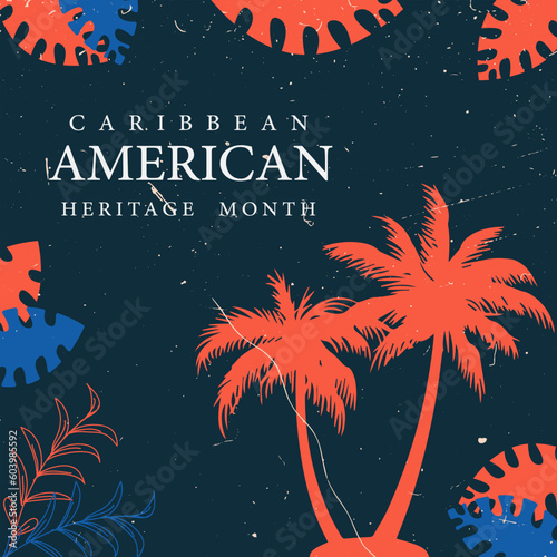 Caribbean American Heritage Month in June. American Culture in celebration festival. Poster banner design vector illustration.