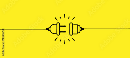404 error page not found banner with cable and socket
