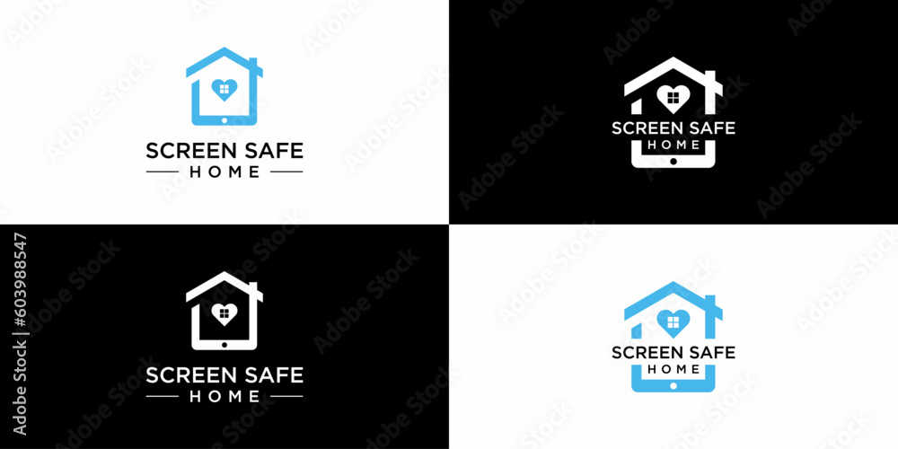 screen safe home logo designs, icon vector elements.