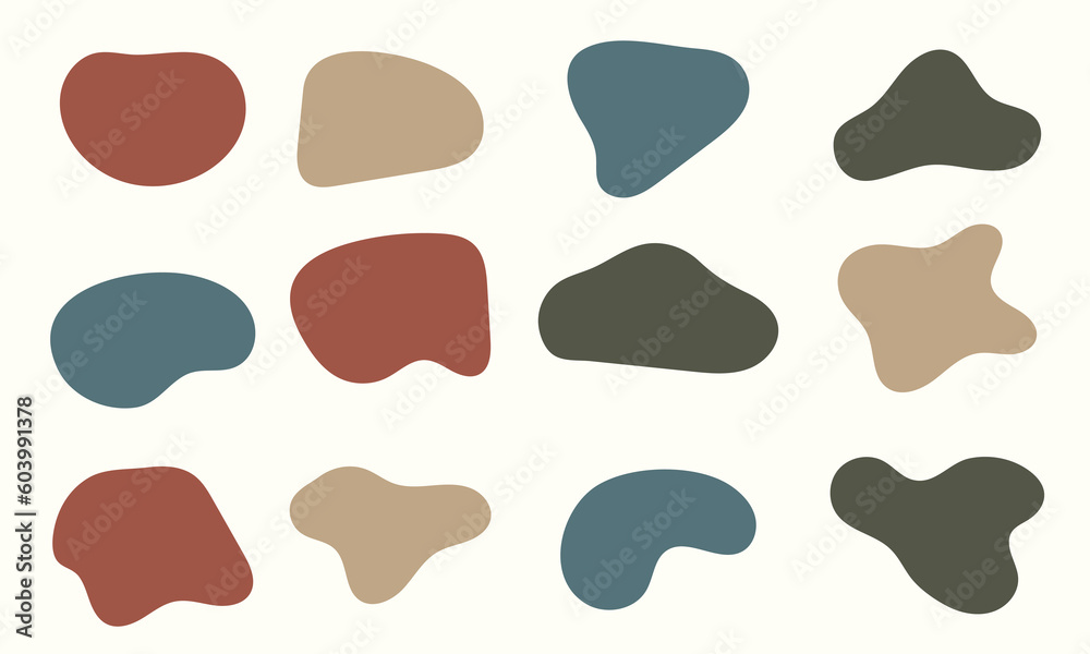 Abstract organic shape. modern blotch shape. Liquid basic shapes. Organic amoeba blob shape abstract colorful vector illustration. Basic stains geometric, isolated elements on white background Abstract organic shape. modern blotch shape. Liquid basic shapes. Organic amoeba blob shape abstract colorful vector illustration. Basic stains geometric, isolated elements on white background
