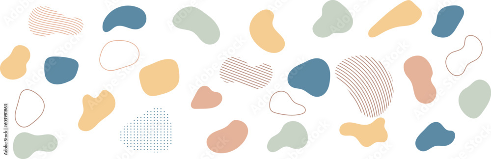 Abstract organic shape. modern blotch shape. Liquid basic shapes. Organic amoeba blob shape abstract colorful vector illustration. Basic stains geometric, isolated elements on white background Abstract organic shape. modern blotch shape. Liquid basic shapes. Organic amoeba blob shape abstract colorful vector illustration. Basic stains geometric, isolated elements on white background