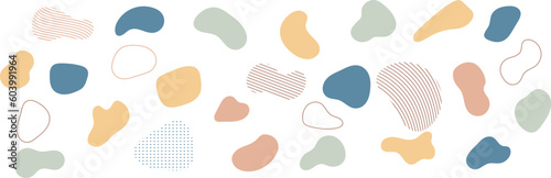 Abstract organic shape. modern blotch shape. Liquid basic shapes. Organic amoeba blob shape abstract colorful vector illustration. Basic stains geometric, isolated elements on white background