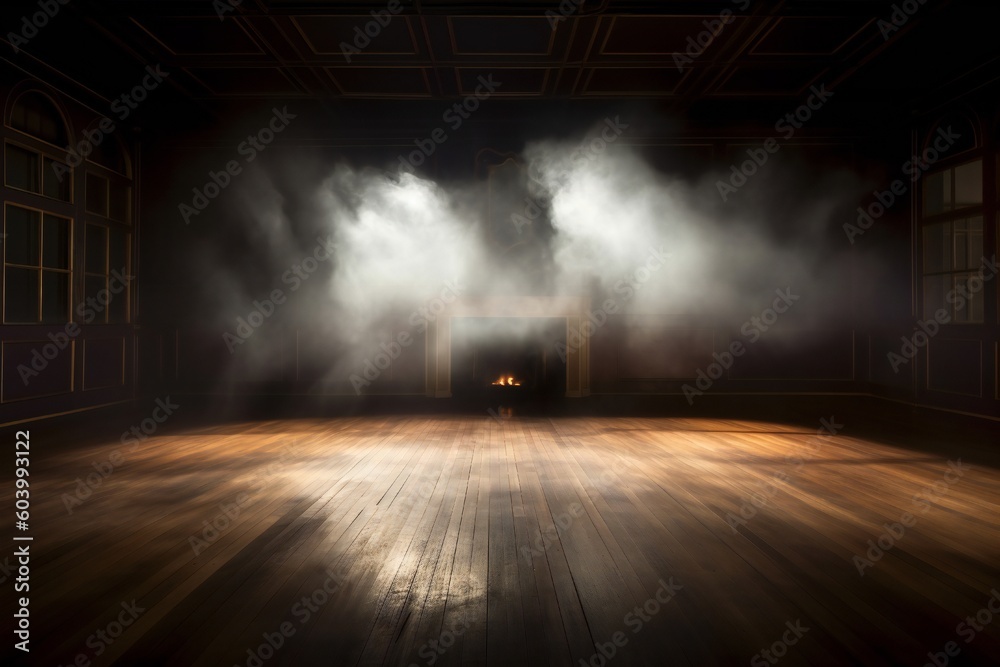 Empty Studio with Smoke and Lights for Showcasing a Product Generative AI 
