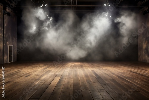 Empty Studio with Smoke and Lights for Showcasing a Product Generative AI 