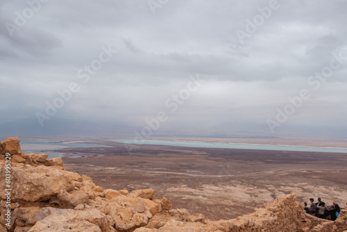 Judaean Desert and Dead Sea view. Southern District, Israel.