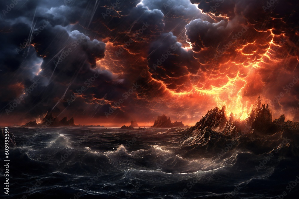 A dark storm background with sky, clouds and lightning Generative AI A dark storm background with sky, clouds and lightning Generative AI