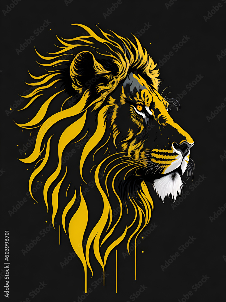 Cartoon lion head. AI generated illustration