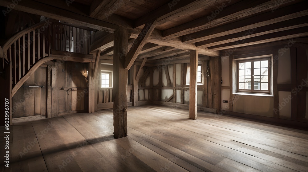 Generative AI.  Inside a wooden house
