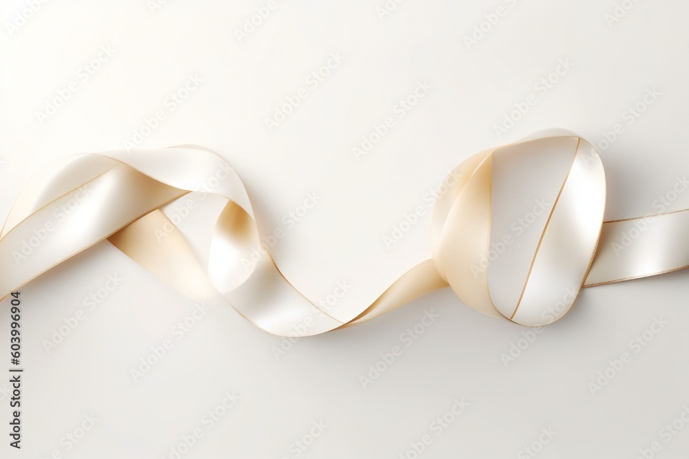 A composition of white ribbon on white background abstract banner with empty space Generative AI 