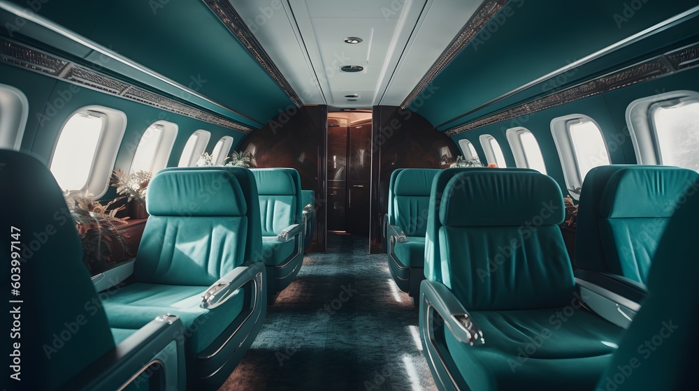 Generative AI.  Aircraft cabin interior
