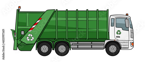 Garbage truck - colour vector stock illustration.