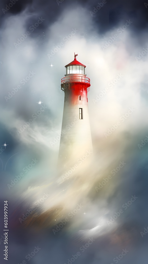 Generative AI. lighthouse during a storm

