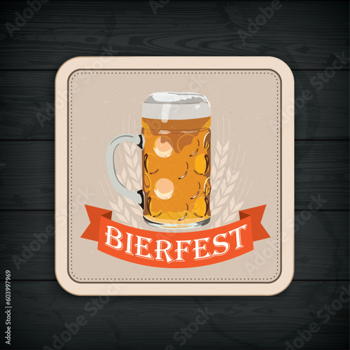 Beer Coaster Bierfest Ribbon Wood