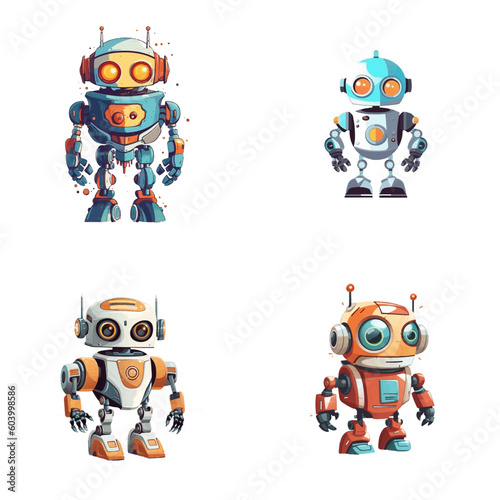 Set of robot characters   construction  medical  firefighter robot  