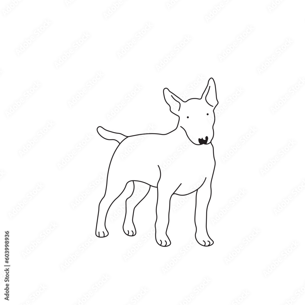 One line drawing. Dog Vector illustration. Bull Terrier breed