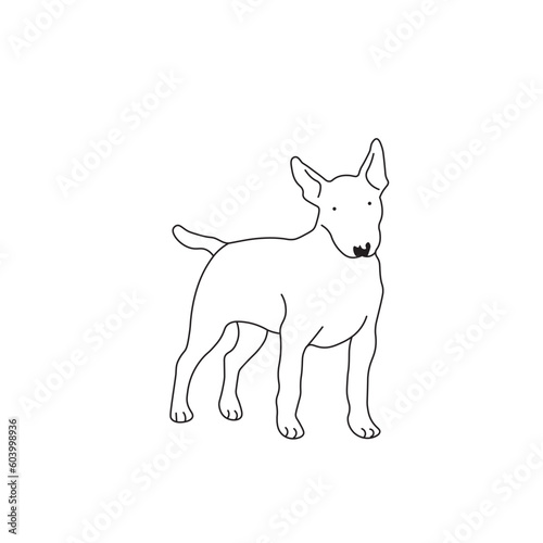 One line drawing. Dog Vector illustration. Bull Terrier breed