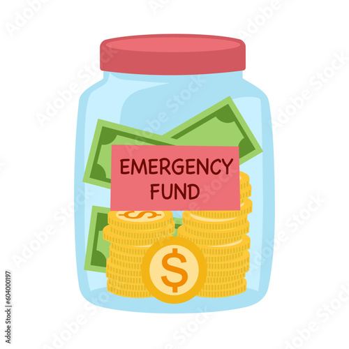 Emergency fund savings in flat design on white background.