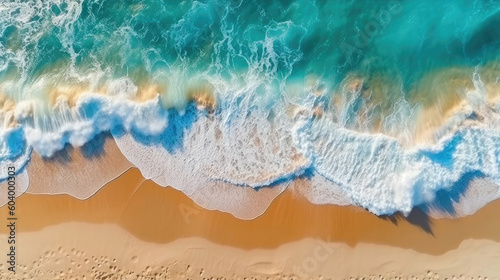 Aerial top down view of ocean waves on the beach © Tatiana