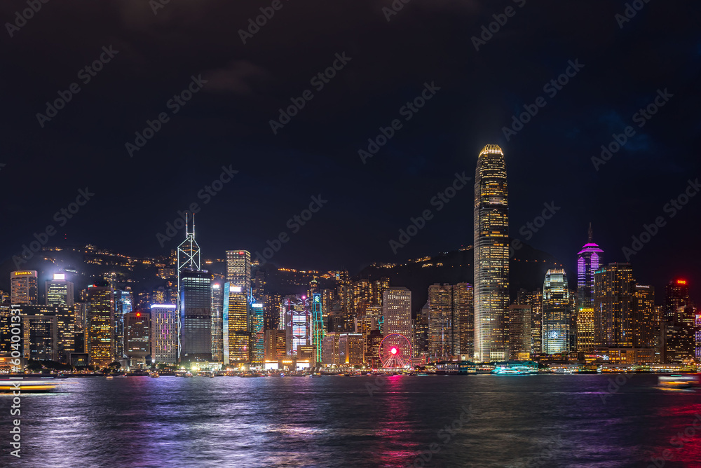 Obraz premium Hong Kong Cityscape at Night Beautiful night view
