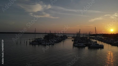 Palmetto, Florida, Riverside Boat Ramp area and the Manatee River at sunset photo