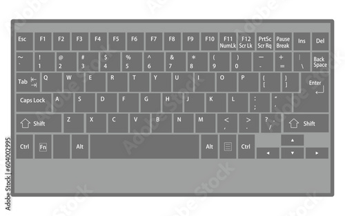 パソコンキーボードのイラスト（USタイプのキーボード）