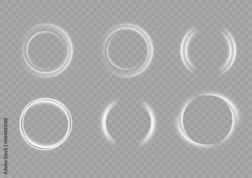 Light white Twirl. Curve white line light effect. Abstract luxury white light vector flare semicircle and spark light effect. Glowing white circle. PNG isolated set of round sparks or round lights Light white Twirl. Curve white line light effect. Abstract luxury white light vector flare semicircle and spark light effect. Glowing white circle. PNG isolated set of round sparks or round lights