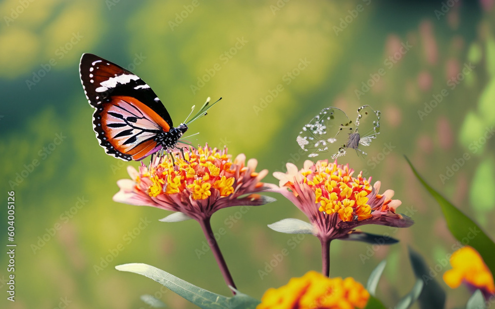 butterfly on flower, Ai Generate 