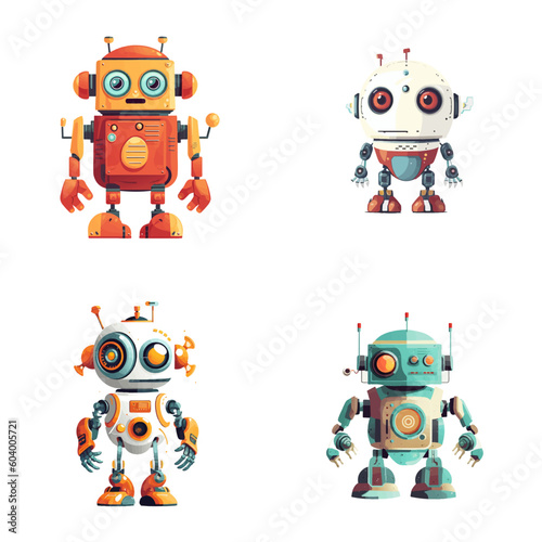 Set of robot characters , construction, medical, firefighter robot	
