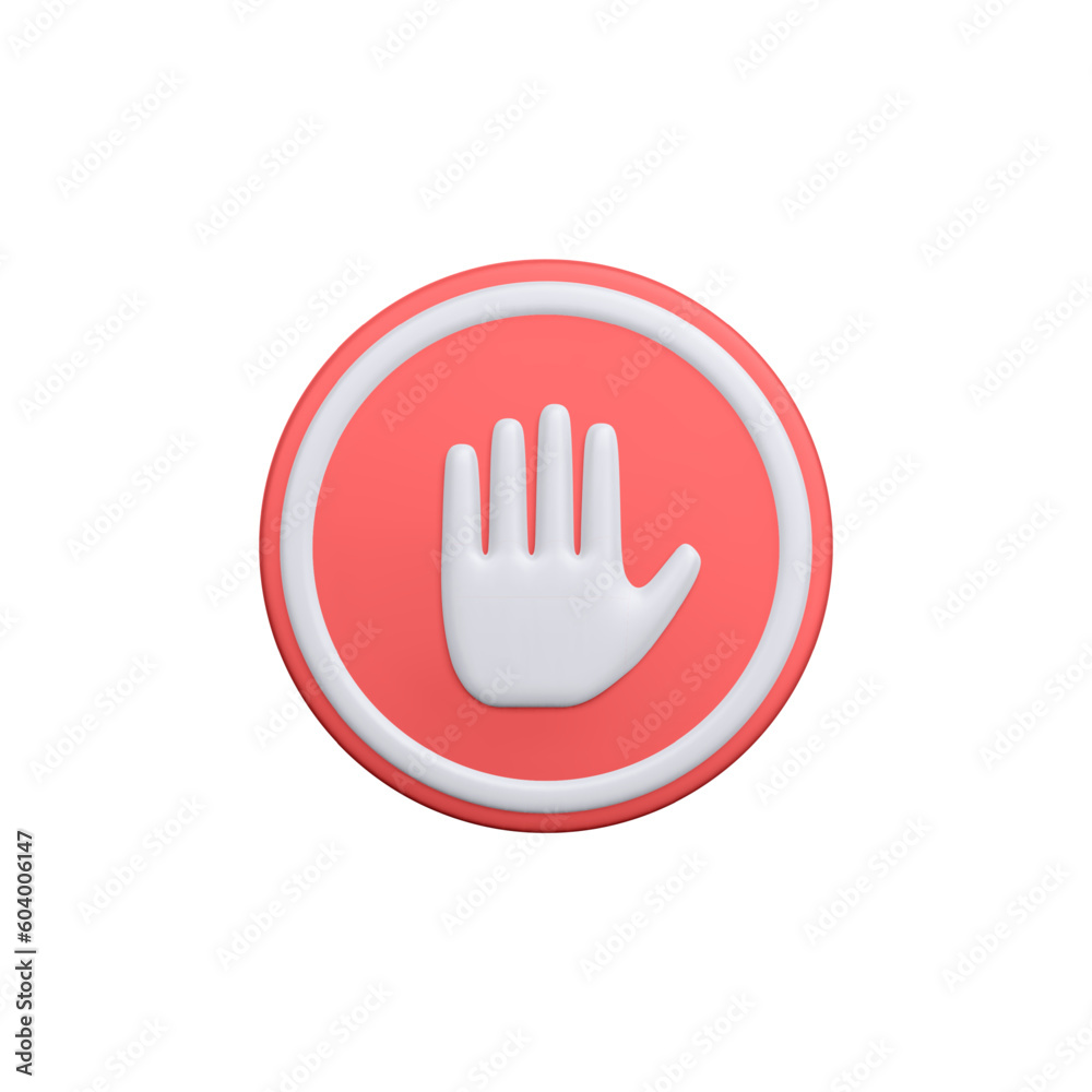3d realistic stop sign isolated white background. Hand stop symbol. Traffic stop. Symbol of restricted and dangerous. Vector illustration 3d realistic stop sign isolated white background. Hand stop symbol. Traffic stop. Symbol of restricted and dangerous. Vector illustration