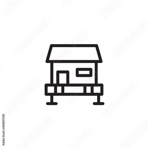 Hotel Hut Sea Outline Icon