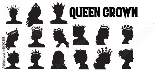 A black and white poster with the queen silhouette vector design.