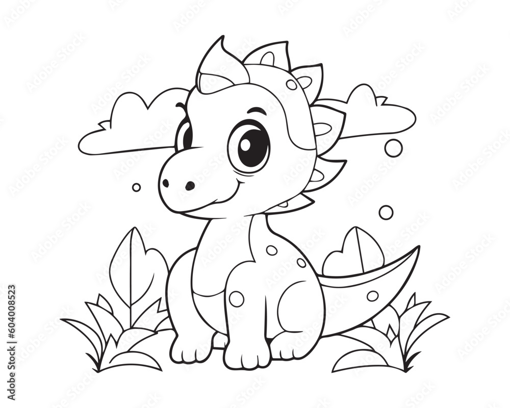 Baby Dino Coloring Book Cartoon Ilustration