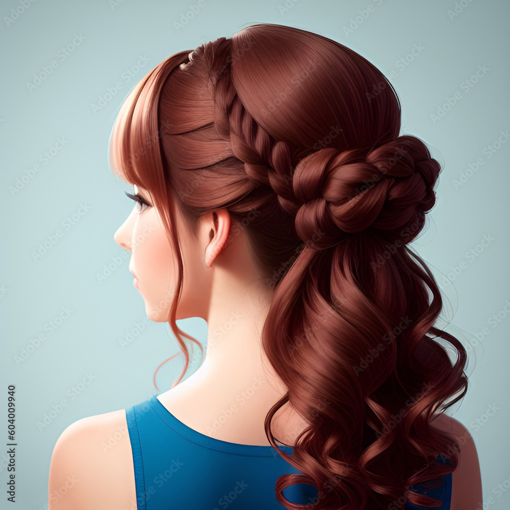 Portrait of a beautiful woman with beautiful hair. Generative Ai. Portrait of a beautiful woman with beautiful hair. Generative Ai.