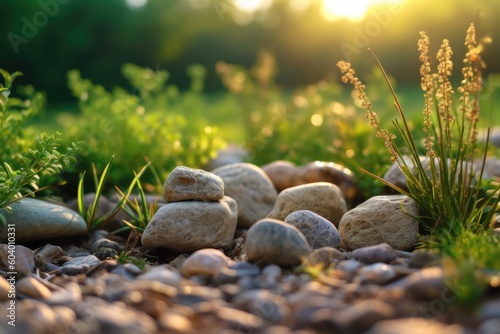 stones and grass