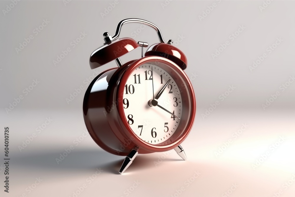 A red alarm clock isolated on white background. Generative AI A red alarm clock isolated on white background. Generative AI
