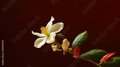 Generative AI Blooming jasmine on a red background © TrySmartArt