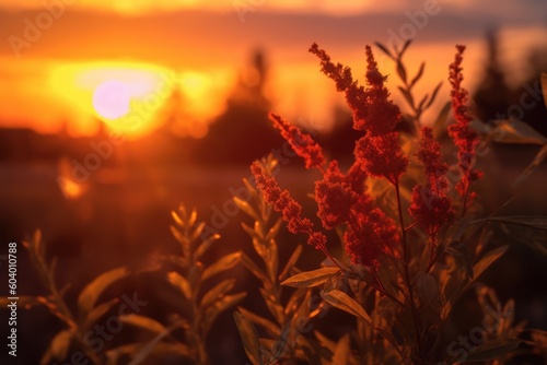 sunset in the grass