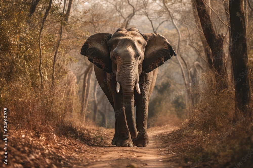 Fototapeta premium elephant on road