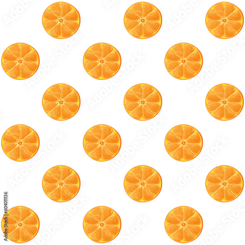 Seamless pattern with round orange slices on a white background