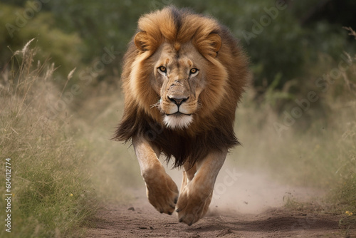 a lion is running