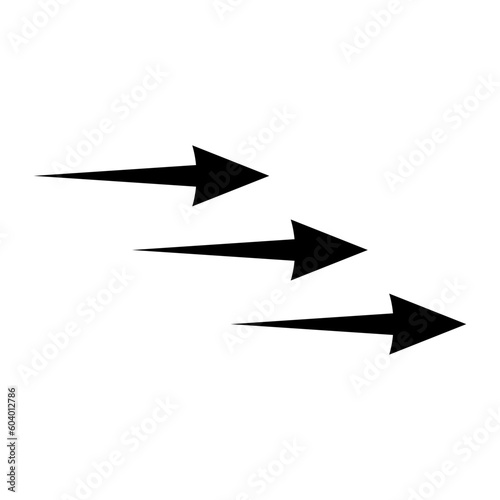 Black arrow showing air flow. Vector icon for design and applications isolated on white background.