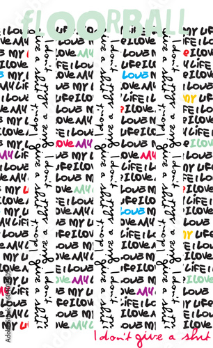 print pattern consisting of colored texts