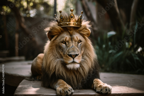 a lion wearing a crown